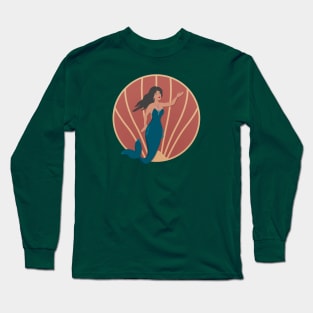 Art Deco Mermaid Long Sleeve T-Shirt